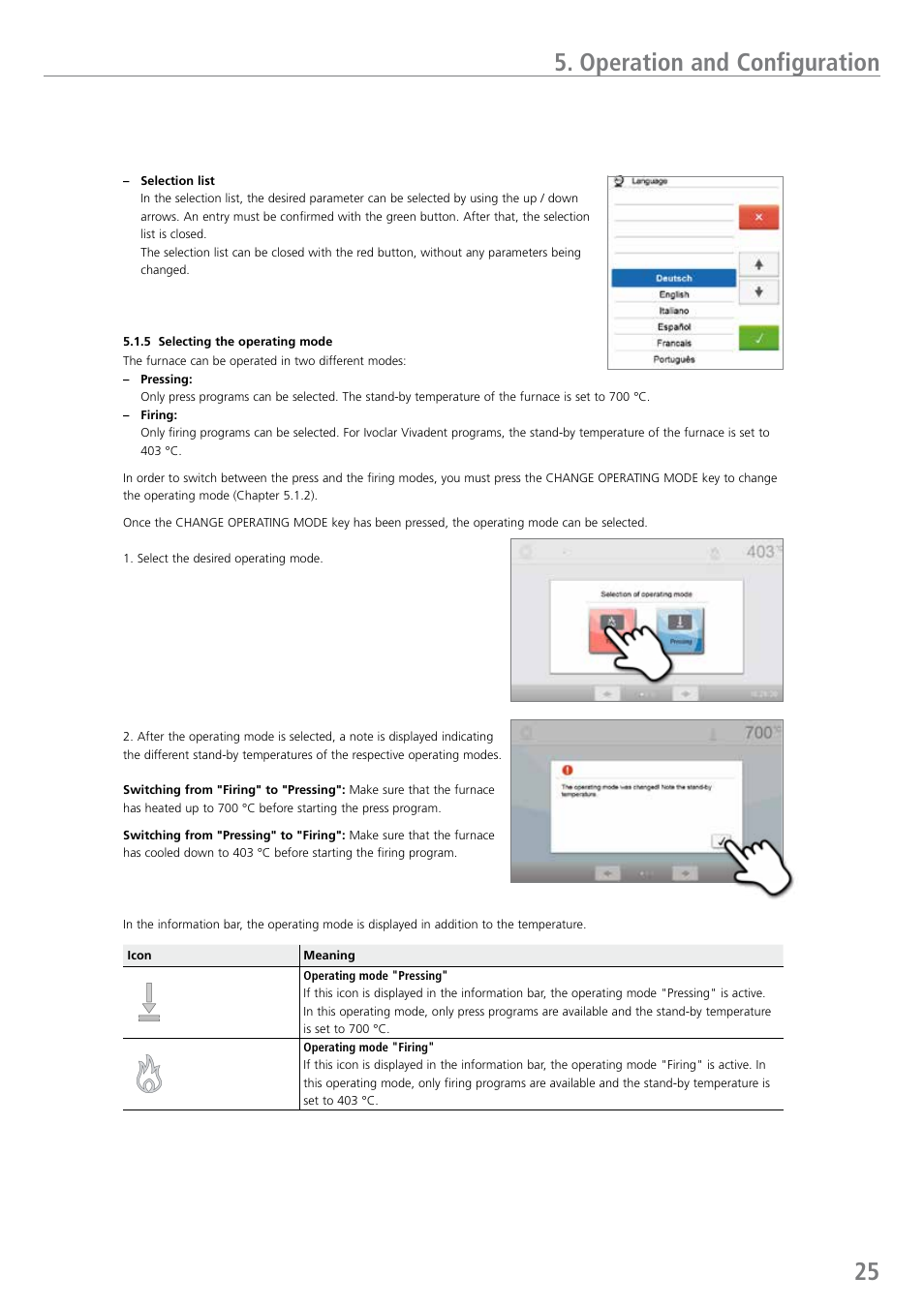 Operation and configuration | Ivoclar Vivadent EP 5010 User Manual | Page 25 / 92