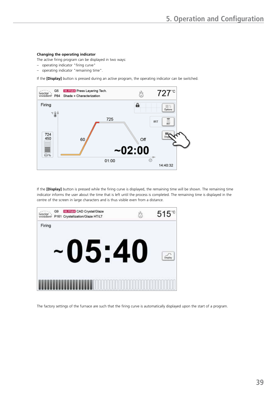 Operation and configuration | Ivoclar Vivadent EP 5010 User Manual | Page 39 / 92