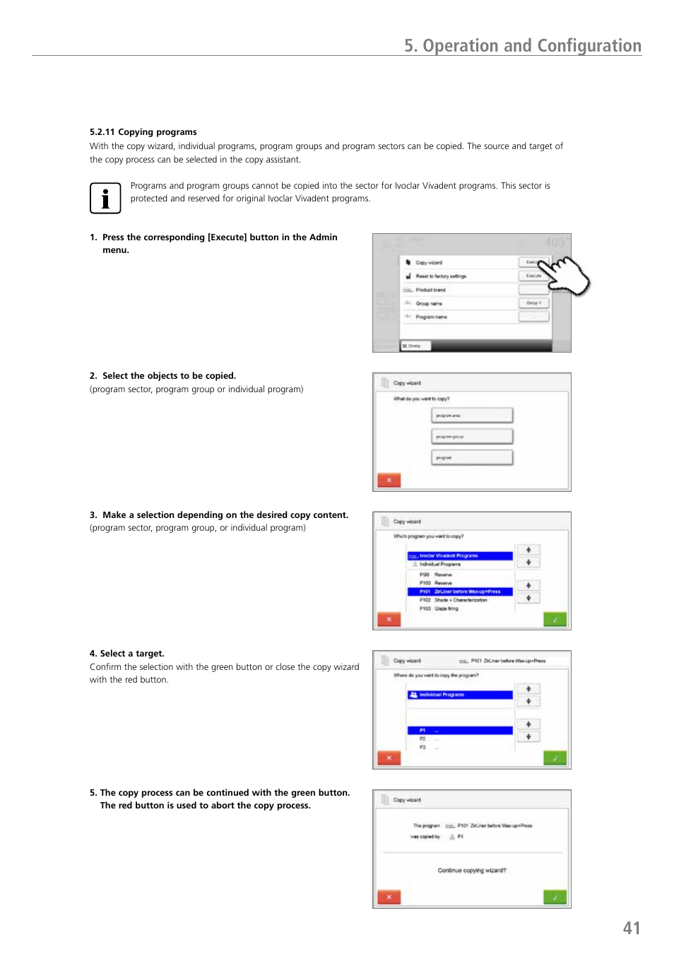 41 5. operation and configuration | Ivoclar Vivadent EP 5010 User Manual | Page 41 / 92