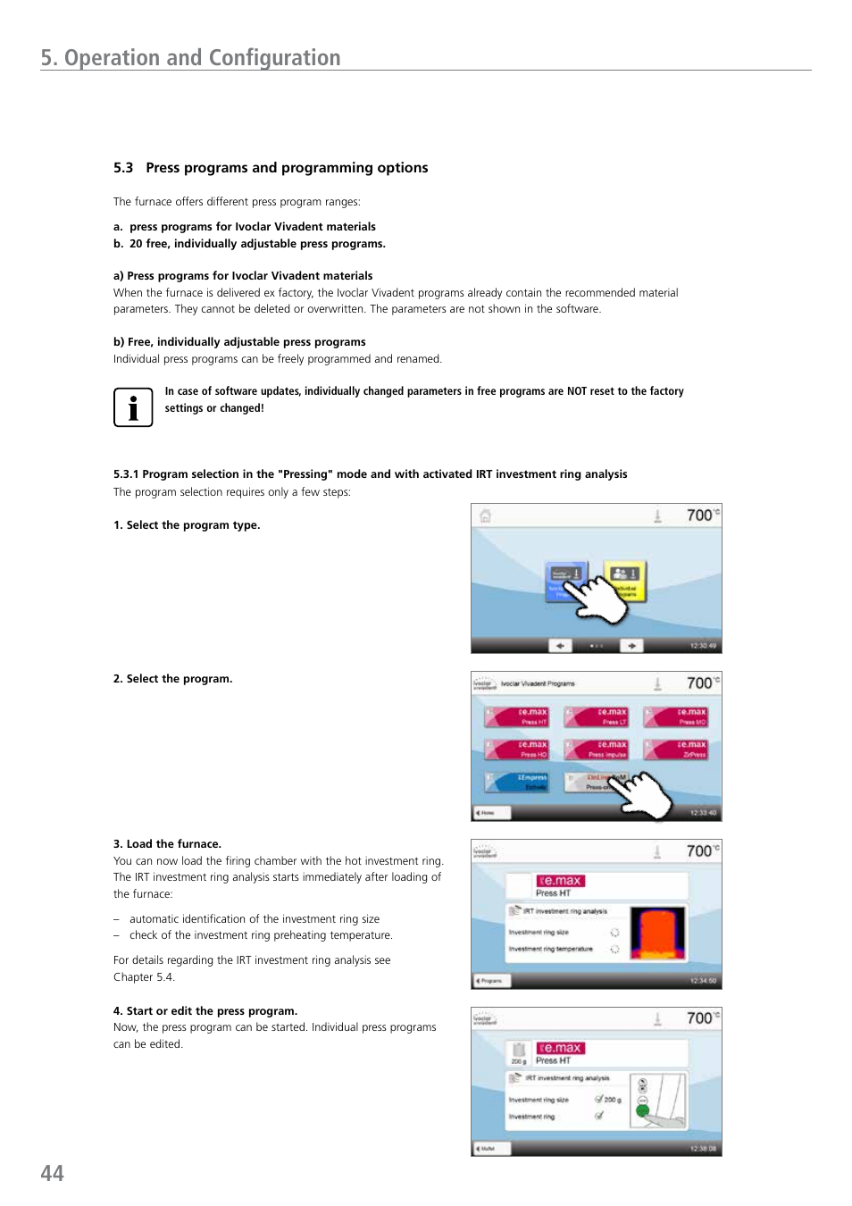 44 5. operation and configuration | Ivoclar Vivadent EP 5010 User Manual | Page 44 / 92