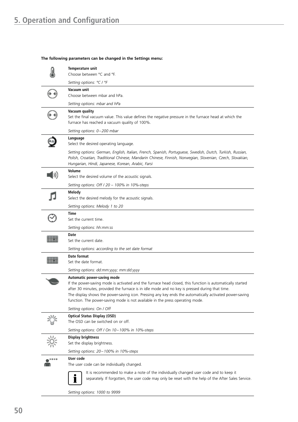 Operation and configuration | Ivoclar Vivadent EP 5010 User Manual | Page 50 / 92
