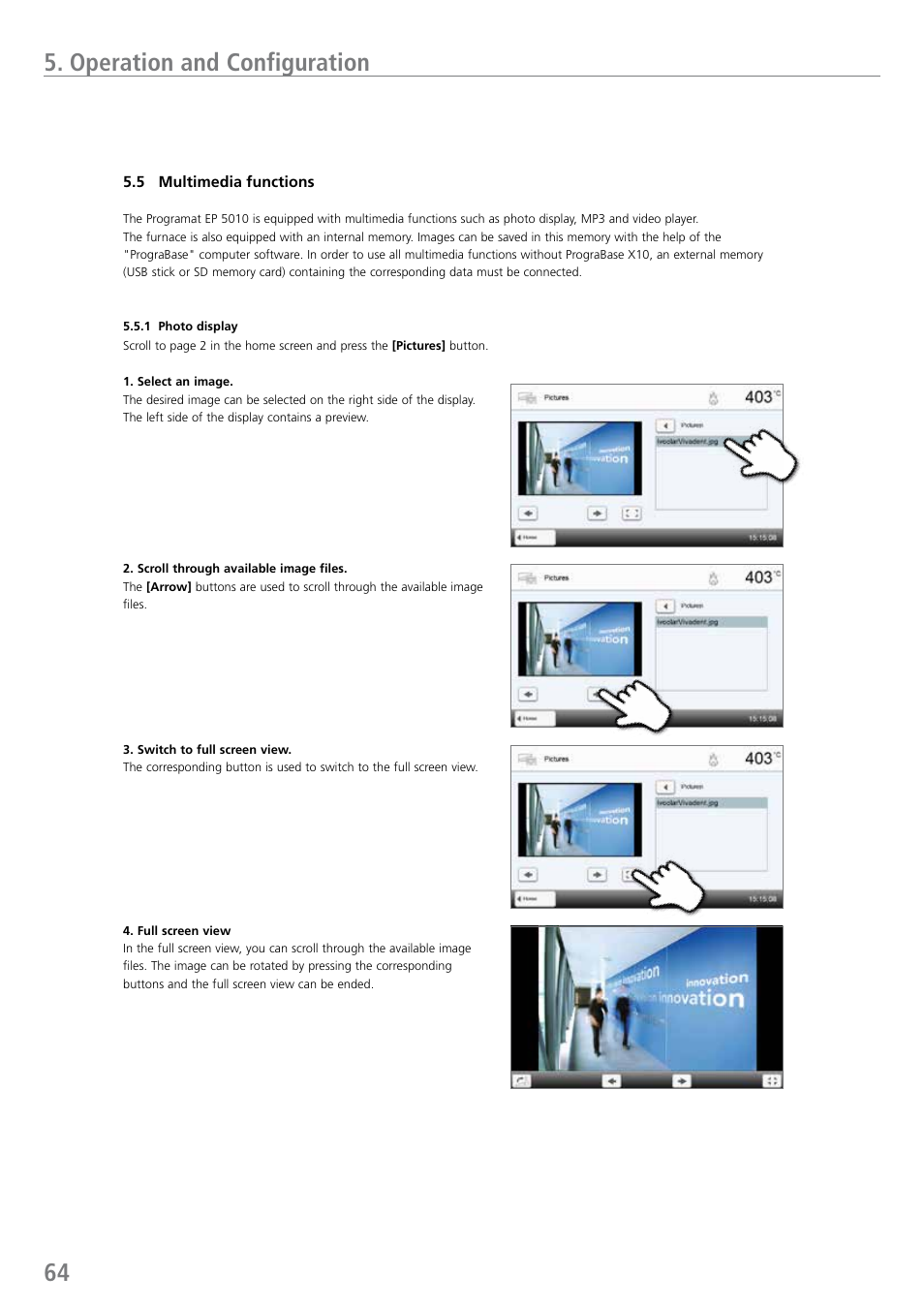 64 5. operation and configuration | Ivoclar Vivadent EP 5010 User Manual | Page 64 / 92