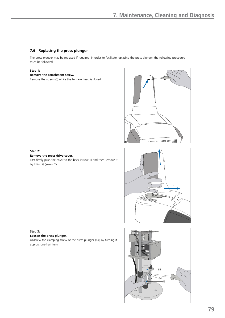 79 7. maintenance, cleaning and diagnosis | Ivoclar Vivadent EP 5010 User Manual | Page 79 / 92