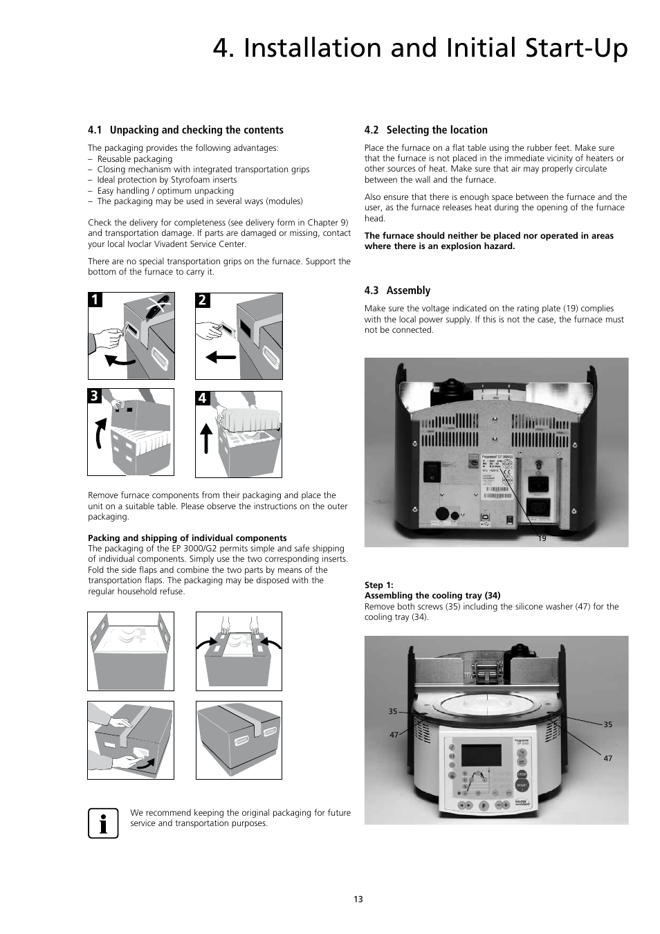 Installation and initial start-up, Product description | Ivoclar Vivadent EP3000-G2 User Manual | Page 13 / 40