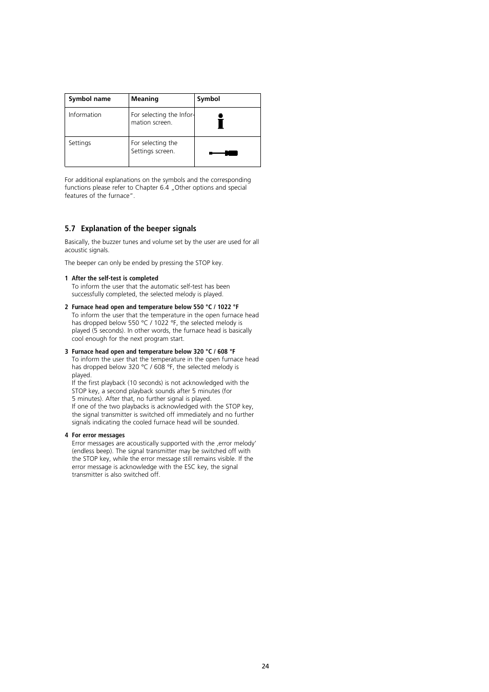 7 explanation of the beeper signals | Ivoclar Vivadent EP3000-G2 User Manual | Page 24 / 40
