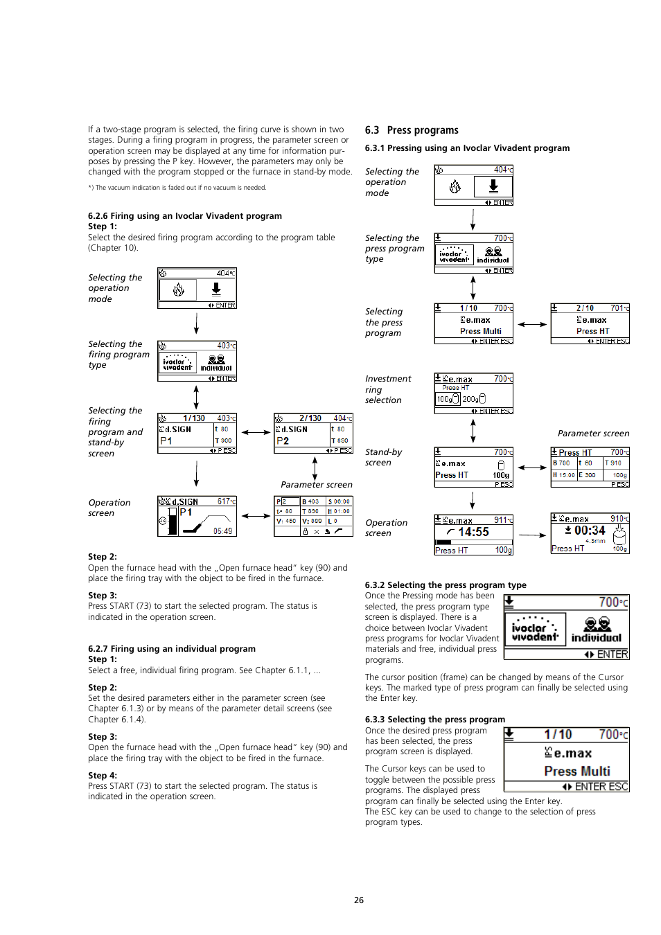 3 press programs | Ivoclar Vivadent EP3000-G2 User Manual | Page 26 / 40