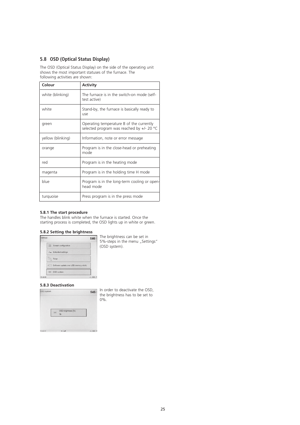 8 osd (optical status display) | Ivoclar Vivadent EP5000-G2 User Manual | Page 25 / 44