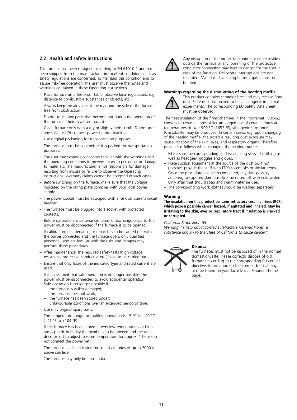 2 health and safety instructions | Ivoclar Vivadent P300 User Manual | Page 11 / 36