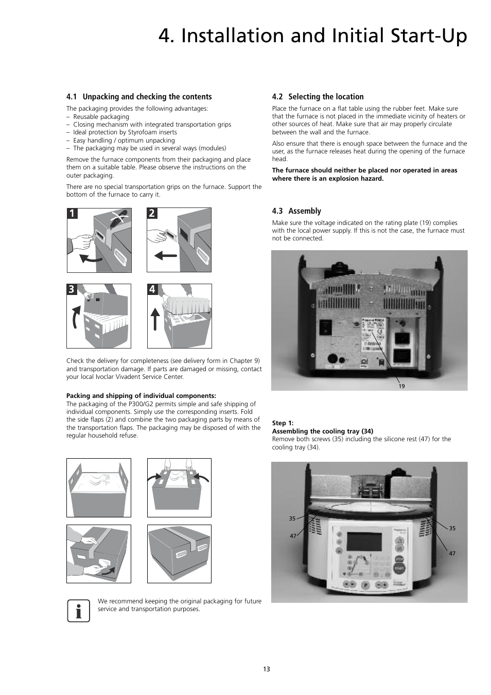 Installation and initial start-up | Ivoclar Vivadent P300 User Manual | Page 13 / 36