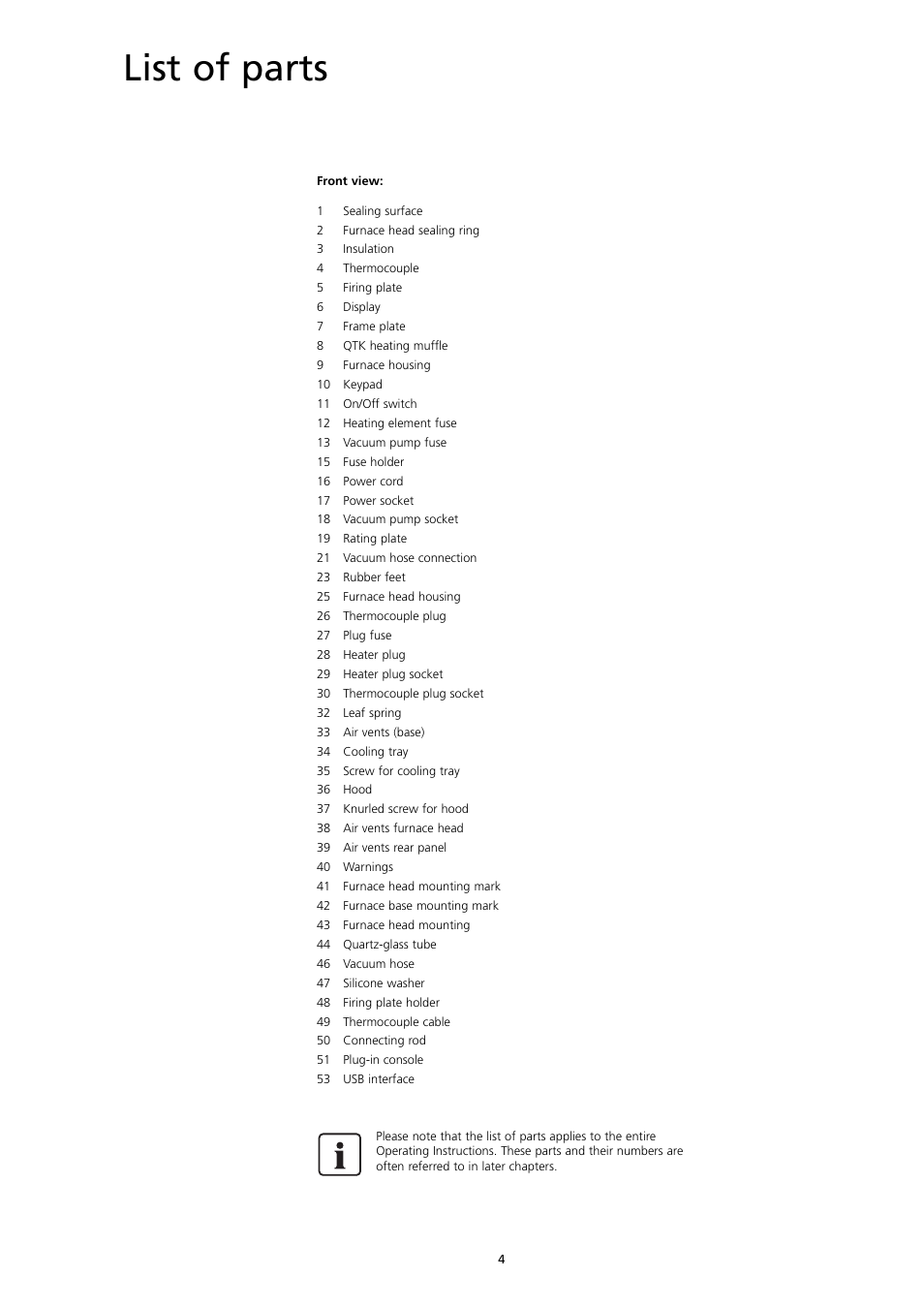 List of parts | Ivoclar Vivadent P300 User Manual | Page 4 / 36