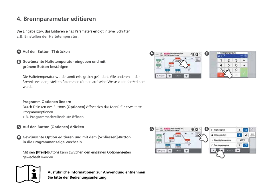 Brennparameter editieren | Ivoclar Vivadent P310 - Short Instructions User Manual | Page 14 / 40