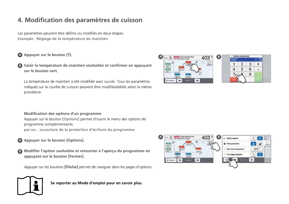 Modification des paramètres de cuisson | Ivoclar Vivadent P310 - Short Instructions User Manual | Page 20 / 40