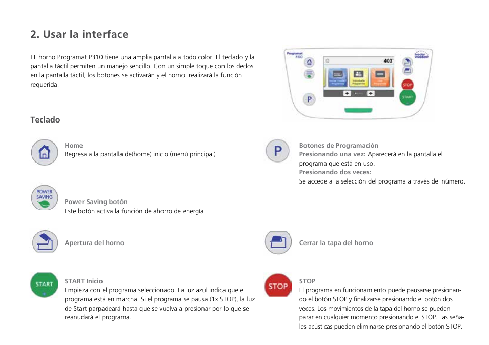Usar la interface | Ivoclar Vivadent P310 - Short Instructions User Manual | Page 30 / 40
