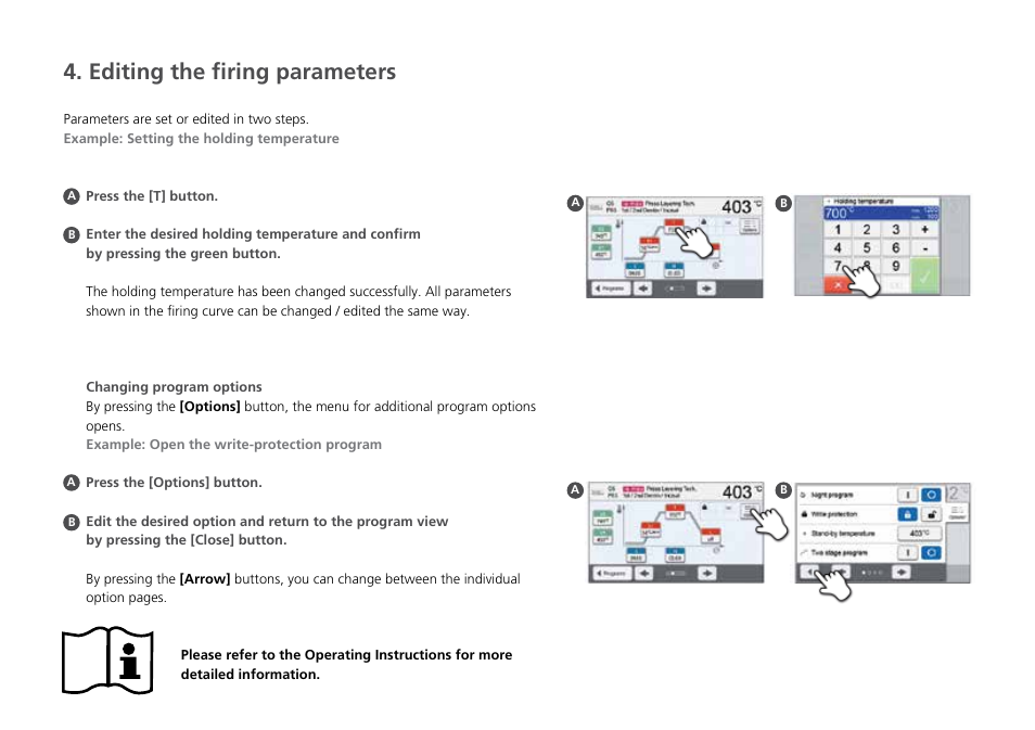 Editing the firing parameters | Ivoclar Vivadent P310 - Short Instructions User Manual | Page 8 / 40