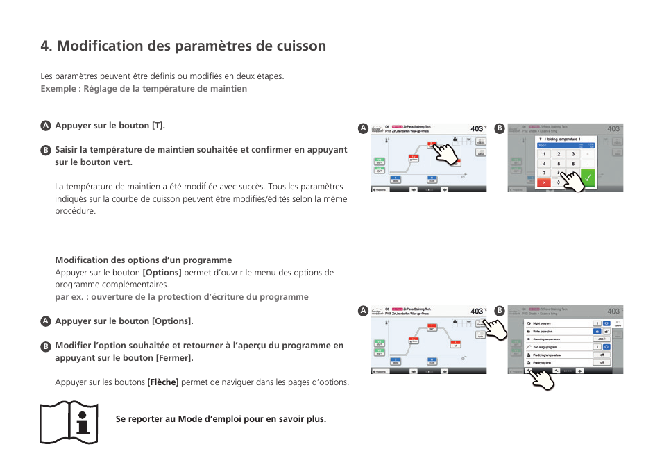 Modifi cation des paramètres de cuisson | Ivoclar Vivadent P510 - Short Instructions User Manual | Page 20 / 40