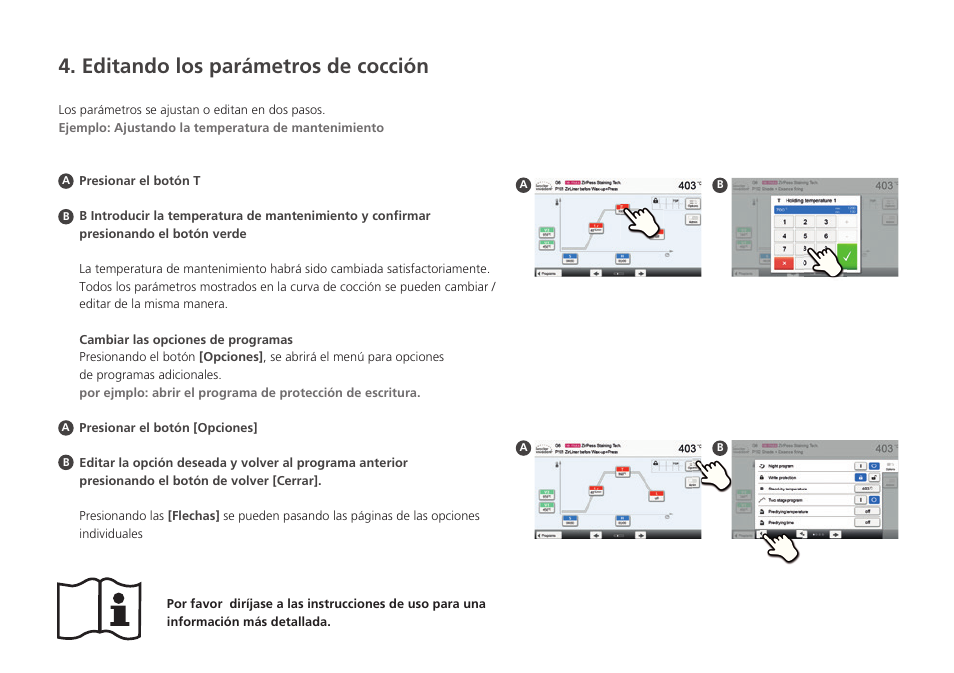 Editando los parámetros de cocción | Ivoclar Vivadent P510 - Short Instructions User Manual | Page 32 / 40