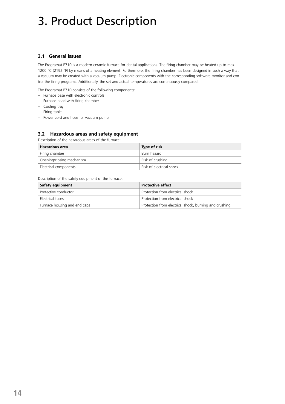 Product description | Ivoclar Vivadent P710 User Manual | Page 14 / 88