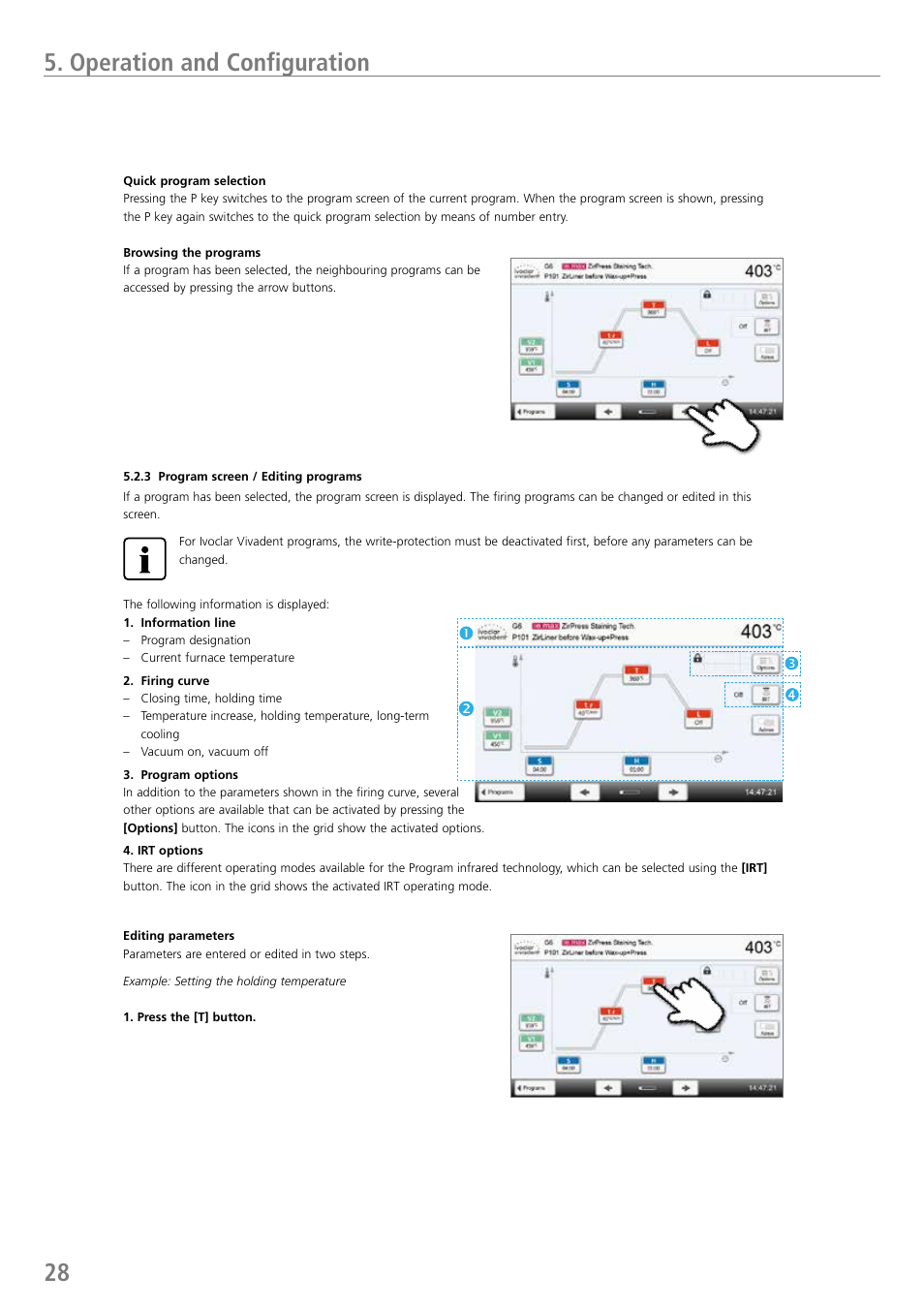 28 5. operation and configuration | Ivoclar Vivadent P710 User Manual | Page 28 / 88
