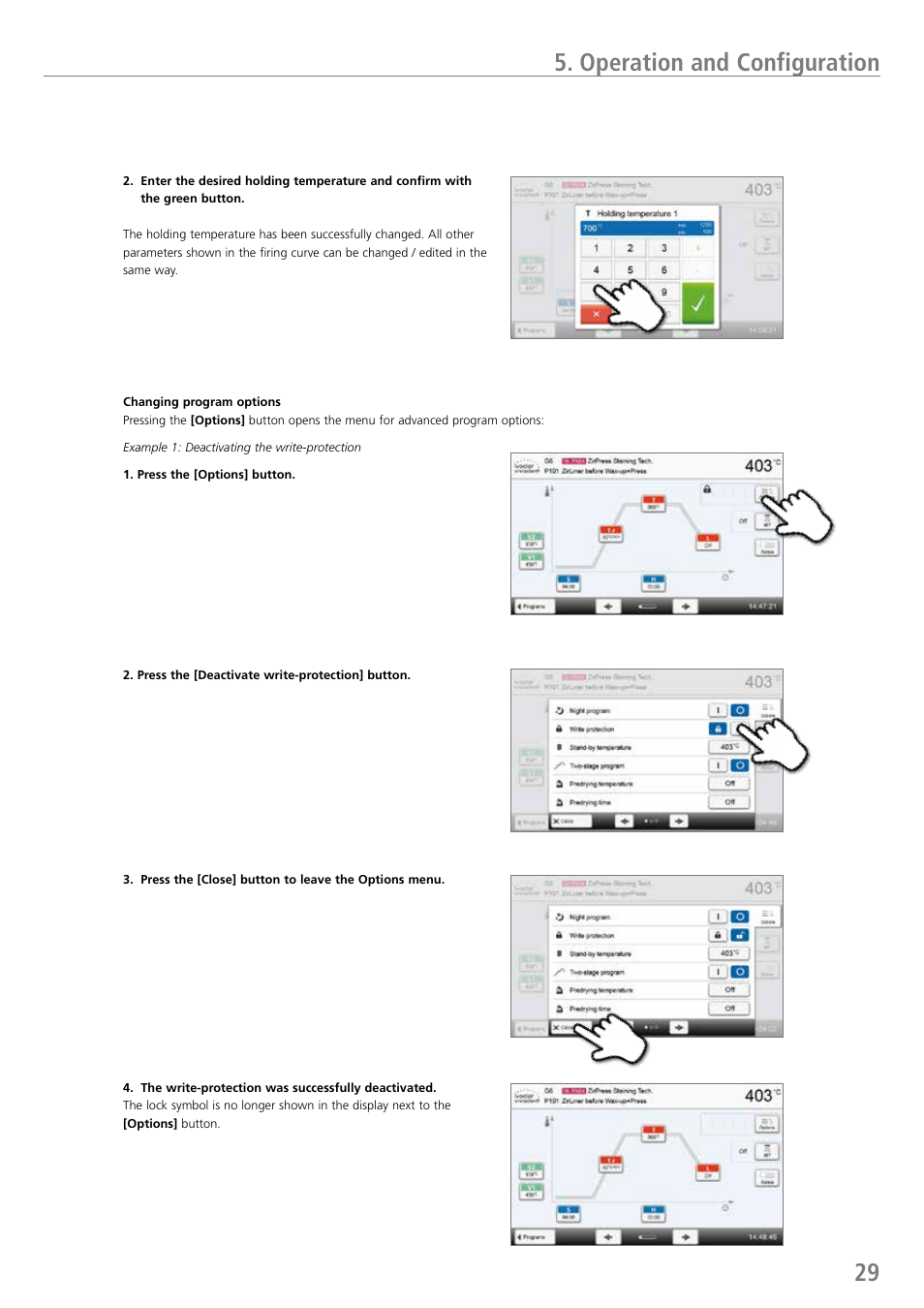 29 5. operation and configuration | Ivoclar Vivadent P710 User Manual | Page 29 / 88