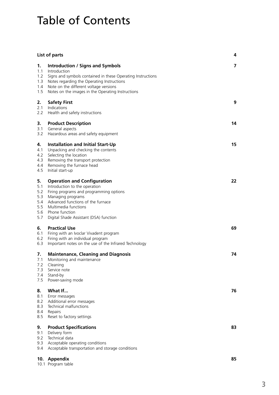 Ivoclar Vivadent P710 User Manual | Page 3 / 88