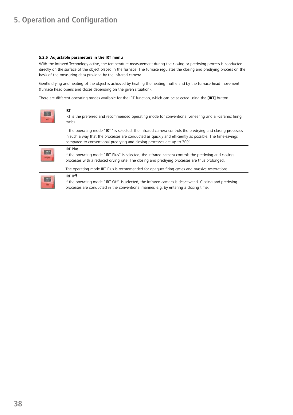 38 5. operation and configuration | Ivoclar Vivadent P710 User Manual | Page 38 / 88
