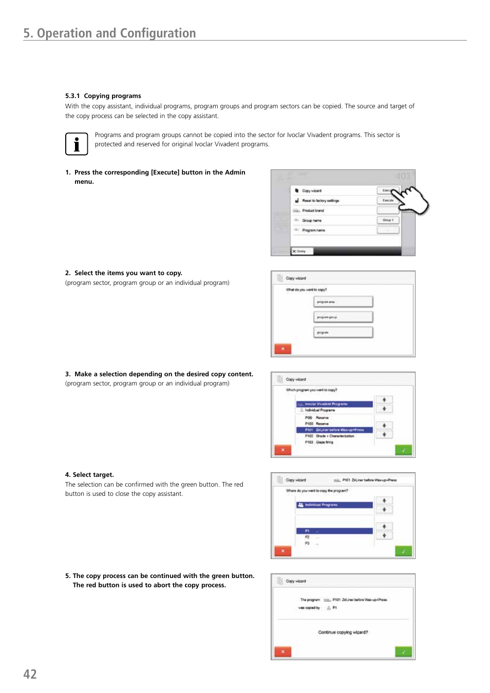 42 5. operation and configuration | Ivoclar Vivadent P710 User Manual | Page 42 / 88