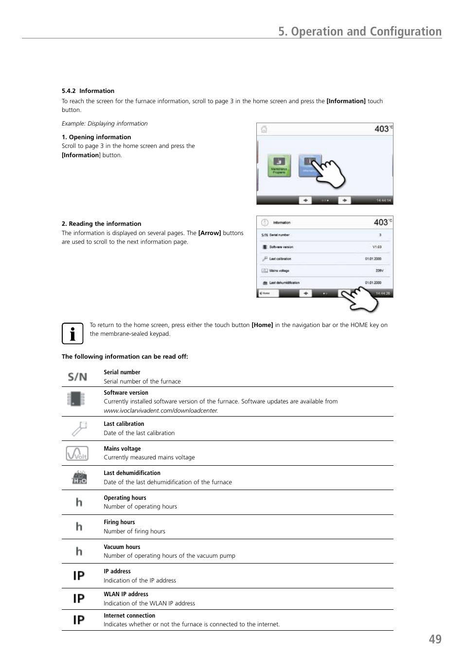 49 5. operation and configuration | Ivoclar Vivadent P710 User Manual | Page 49 / 88