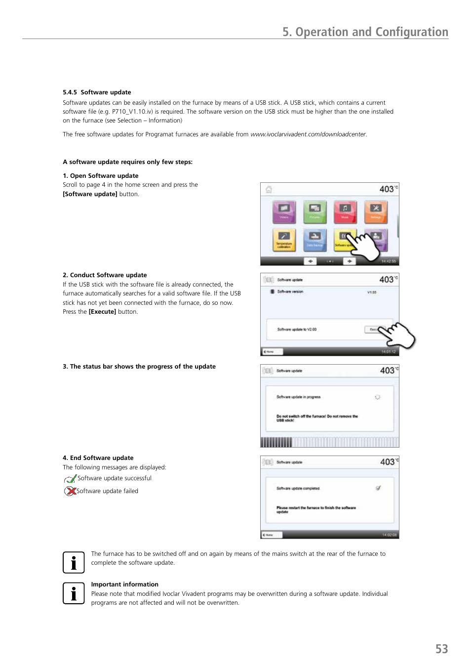 53 5. operation and configuration | Ivoclar Vivadent P710 User Manual | Page 53 / 88
