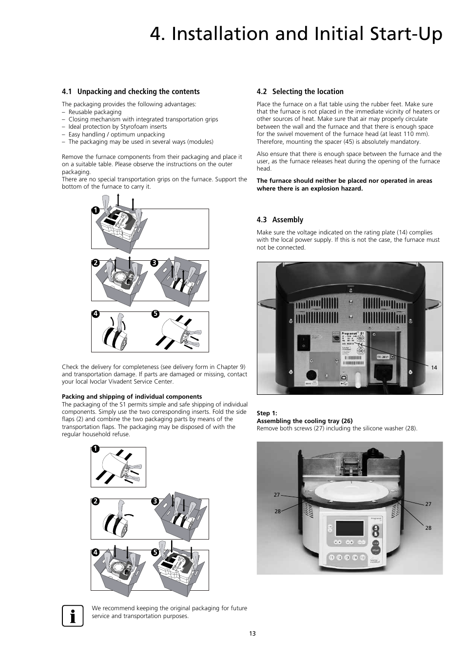 Installation and initial start-up, Product description | Ivoclar Vivadent S1 User Manual | Page 13 / 32