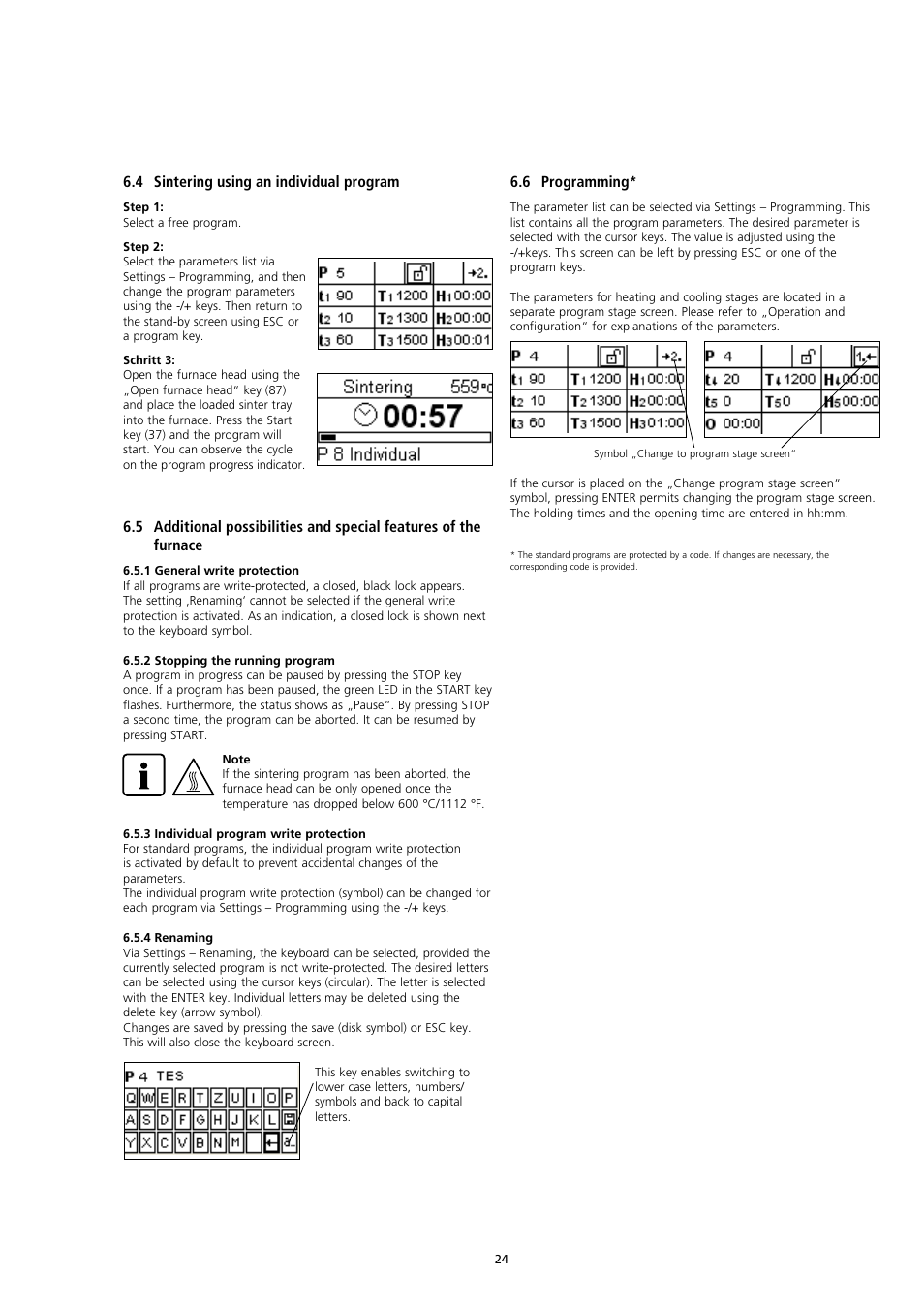 4 sintering using an individual program, 6 programming | Ivoclar Vivadent S1 User Manual | Page 24 / 32