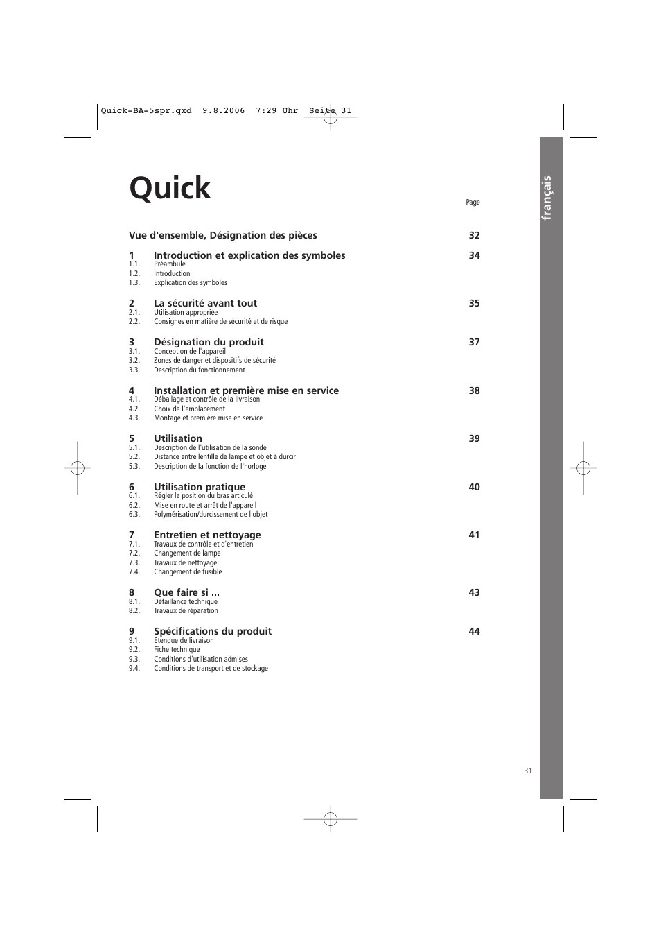 Quick, Français | Ivoclar Vivadent Quick User Manual | Page 31 / 76
