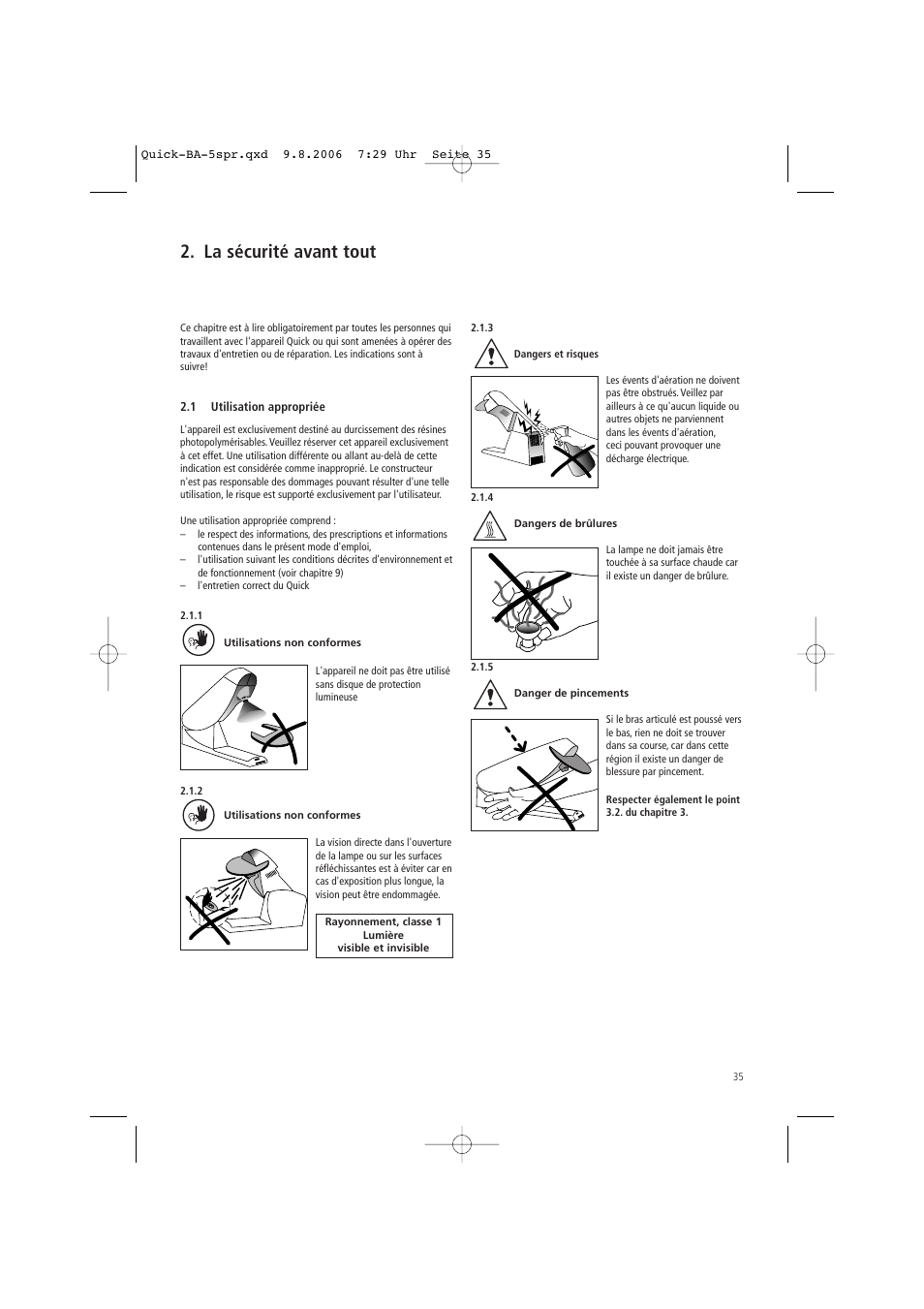 La sécurité avant tout | Ivoclar Vivadent Quick User Manual | Page 35 / 76