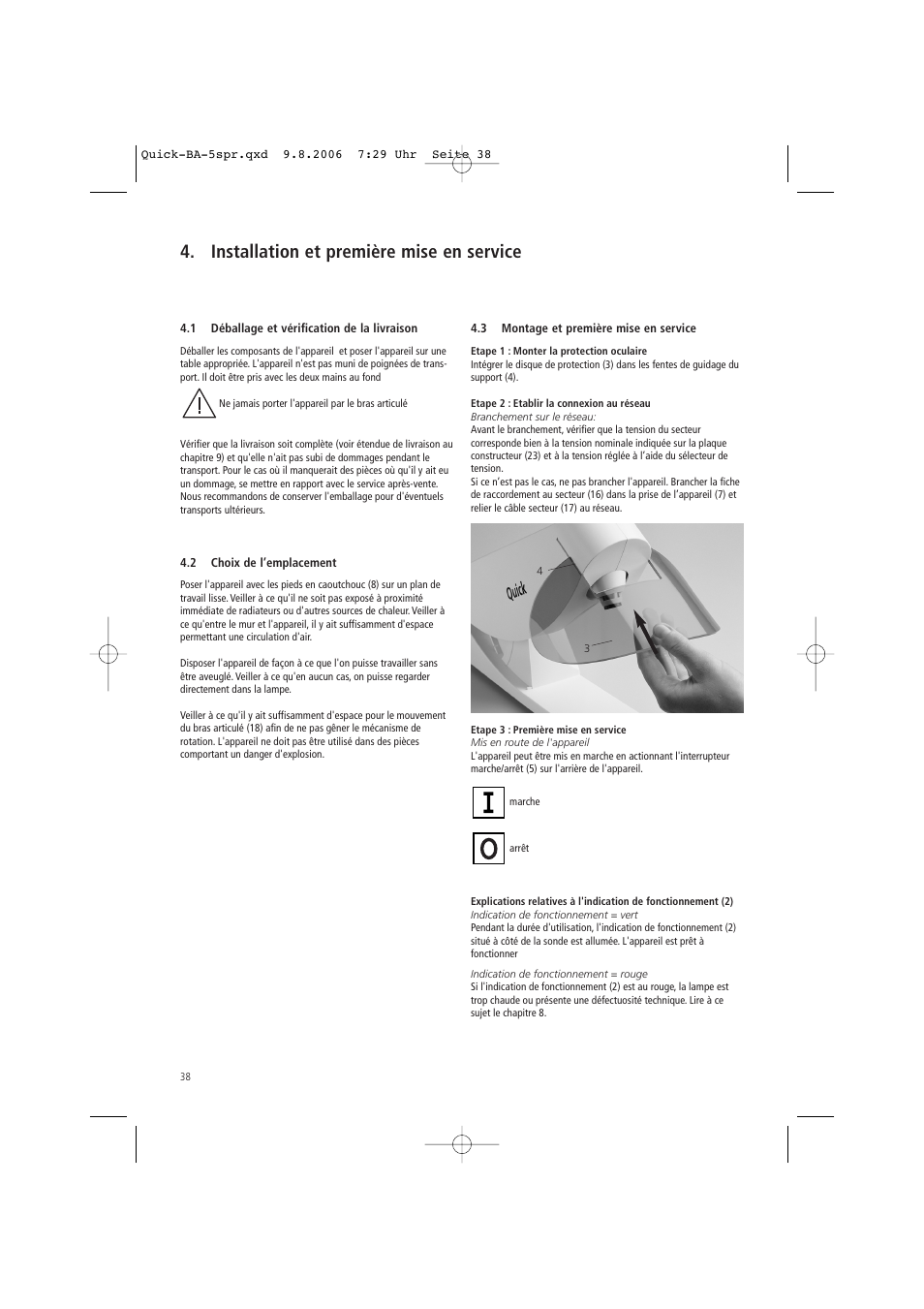 Installation et première mise en service | Ivoclar Vivadent Quick User Manual | Page 38 / 76