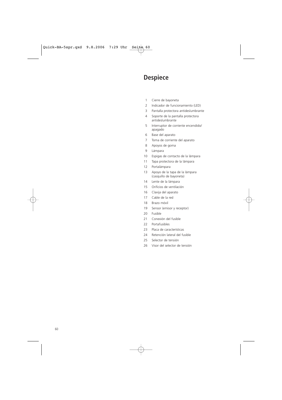 Despiece | Ivoclar Vivadent Quick User Manual | Page 60 / 76