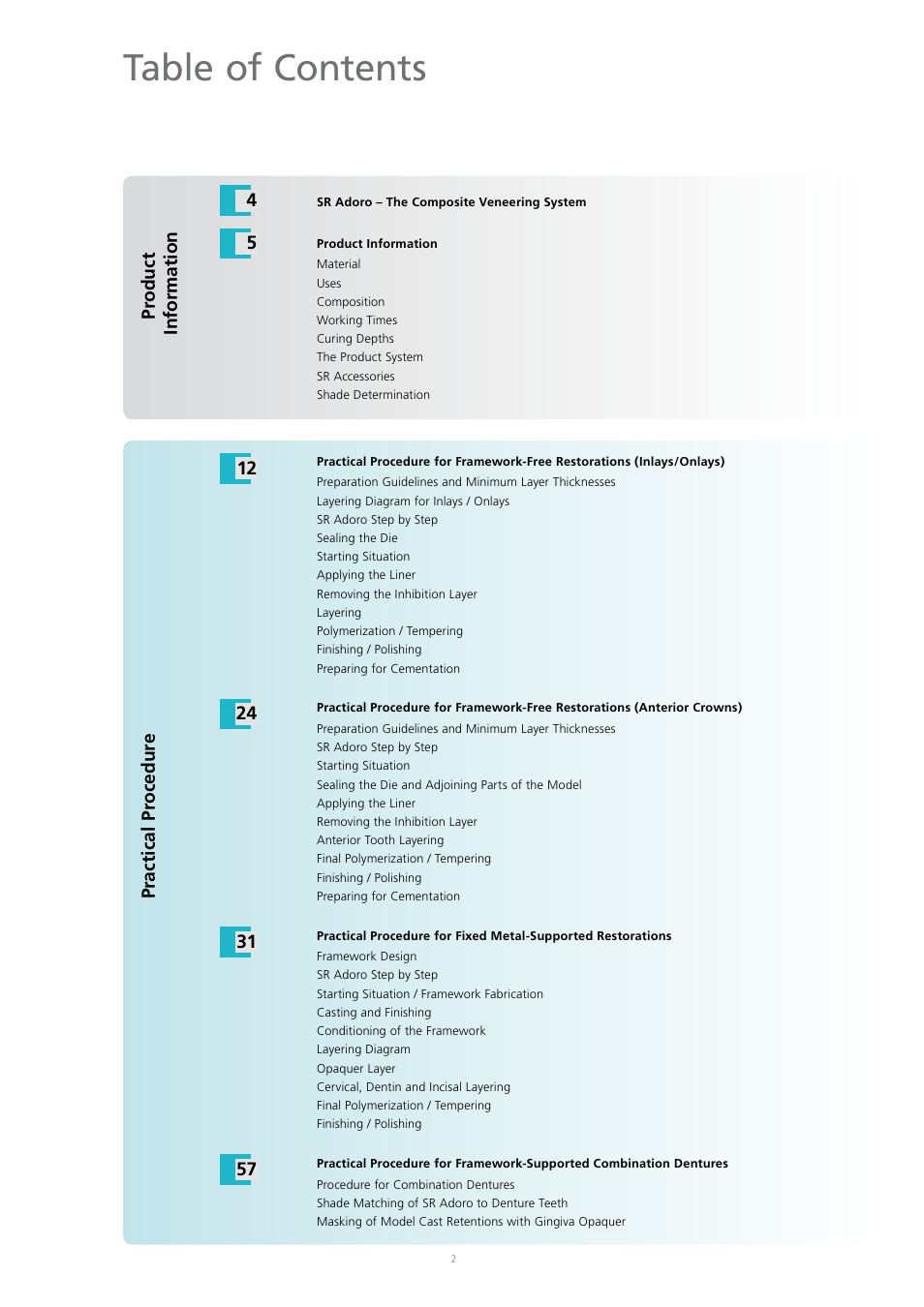 Ivoclar Vivadent SR Adoro User Manual | Page 2 / 88