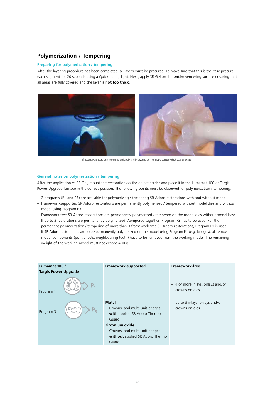 Polymerization / tempering | Ivoclar Vivadent SR Adoro User Manual | Page 20 / 88