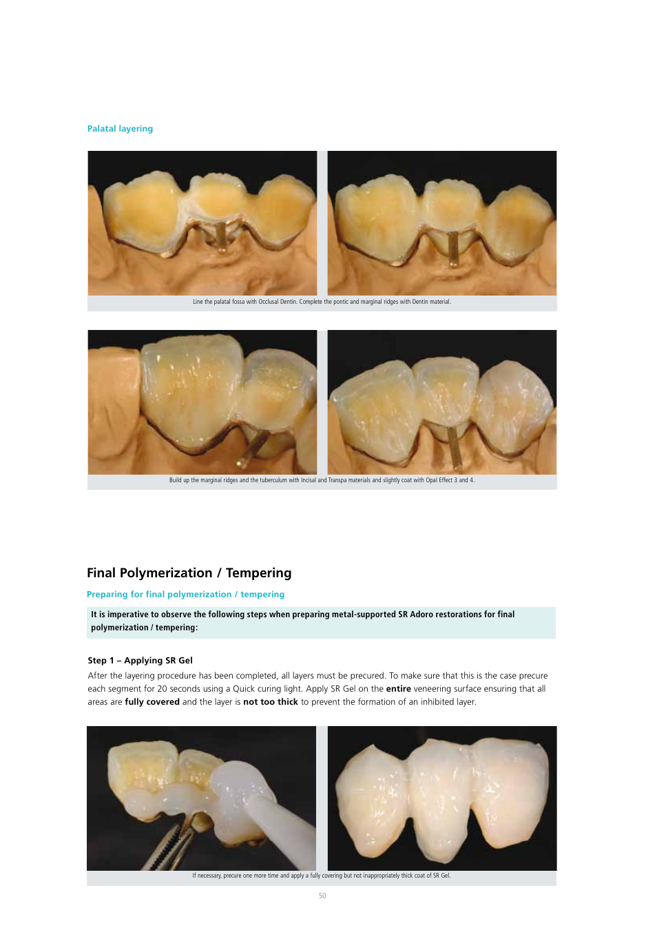 Final polymerization / tempering | Ivoclar Vivadent SR Adoro User Manual | Page 50 / 88