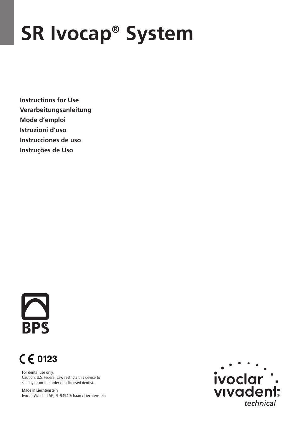 Ivoclar Vivadent SR Ivocap System User Manual | 36 pages