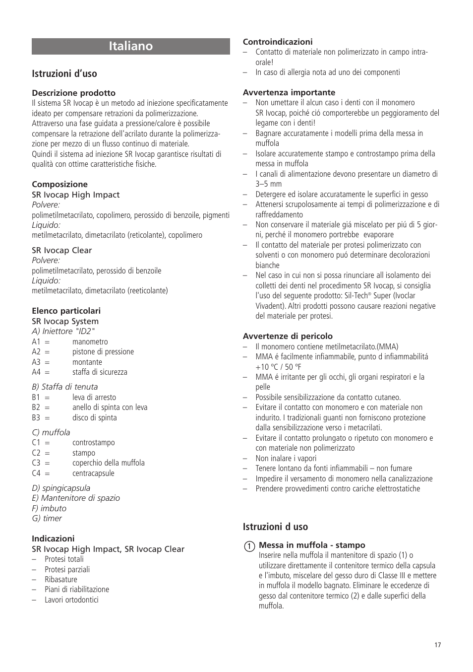 Italiano | Ivoclar Vivadent SR Ivocap System User Manual | Page 21 / 36