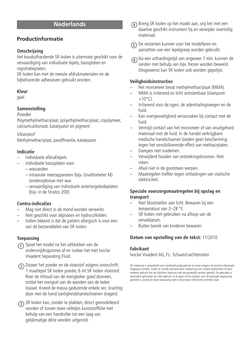 Nederlands | Ivoclar Vivadent SR Ivolen User Manual | Page 13 / 16