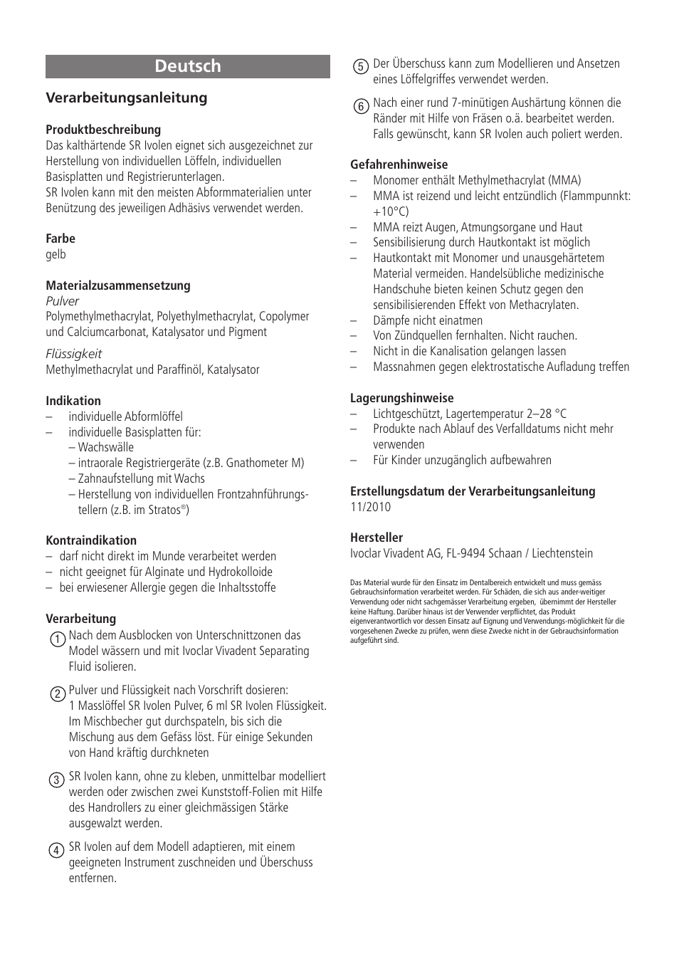 Deutsch | Ivoclar Vivadent SR Ivolen User Manual | Page 4 / 16