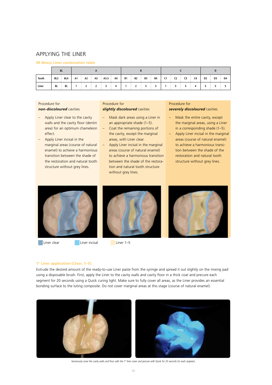 Applying the liner | Ivoclar Vivadent SR Nexco Paste User Manual | Page 14 / 64