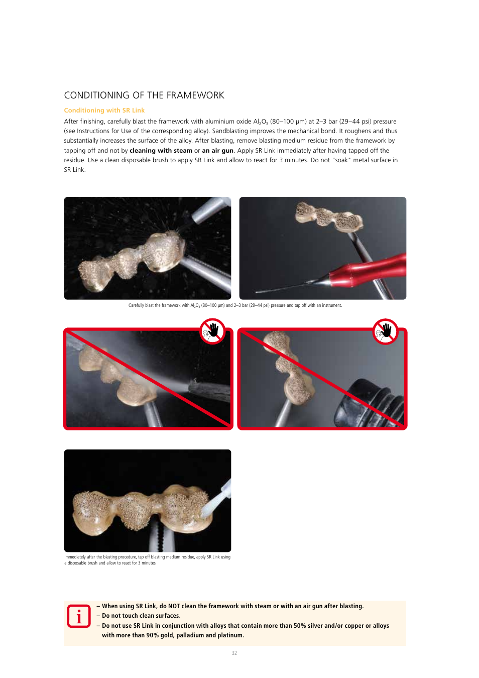 Conditioning of the framework | Ivoclar Vivadent SR Nexco Paste User Manual | Page 32 / 64