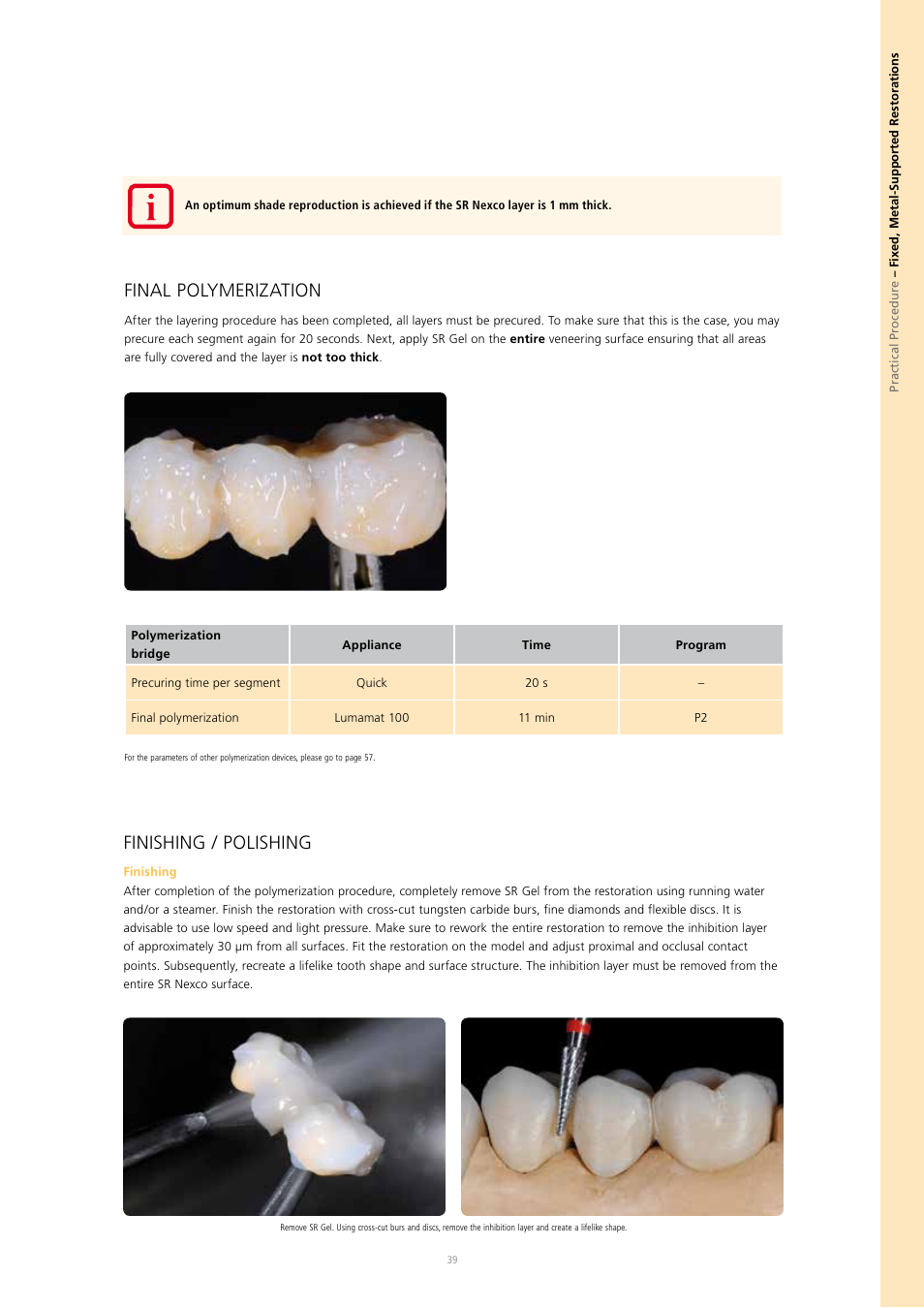 Final polymerization, Finishing / polishing | Ivoclar Vivadent SR Nexco Paste User Manual | Page 39 / 64