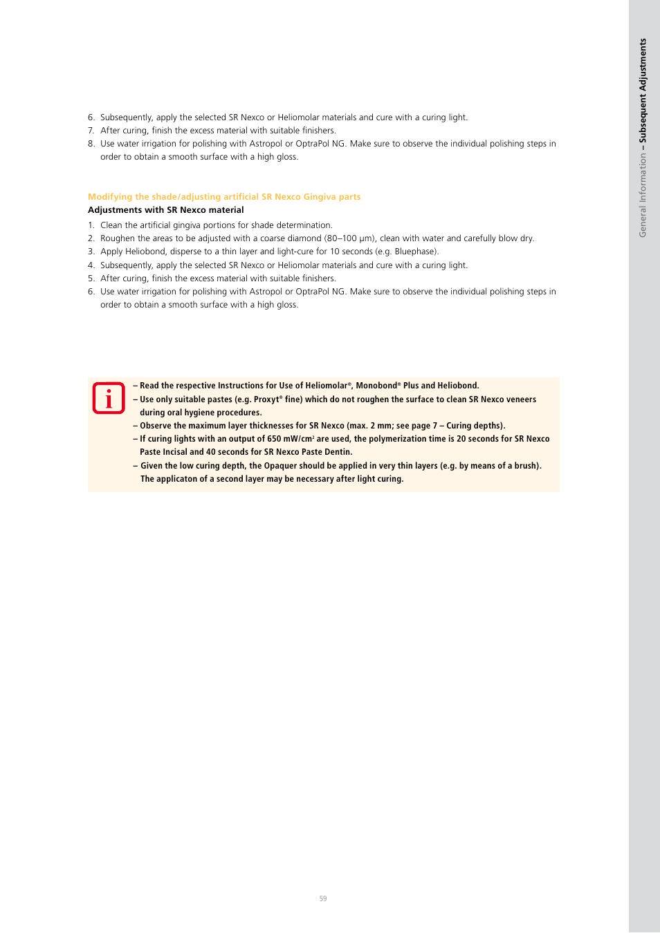 Ivoclar Vivadent SR Nexco Paste User Manual | Page 59 / 64