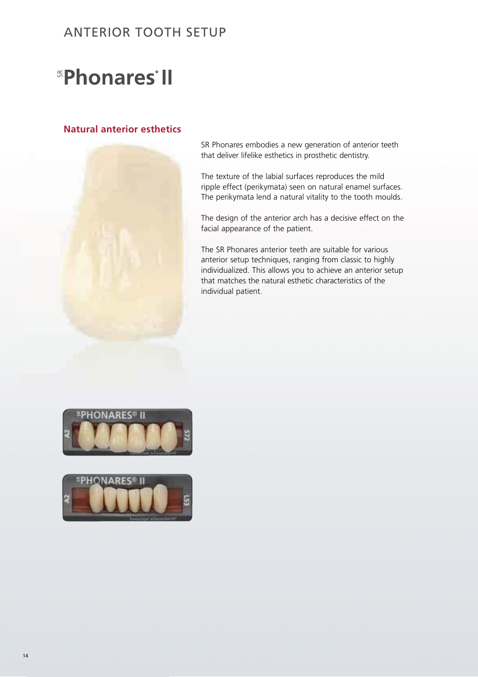 Anterior tooth setup | Ivoclar Vivadent SR Phonares II User Manual | Page 14 / 40