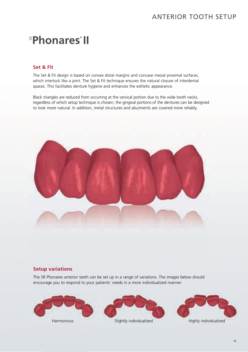 Anterior tooth setup | Ivoclar Vivadent SR Phonares II User Manual | Page 15 / 40