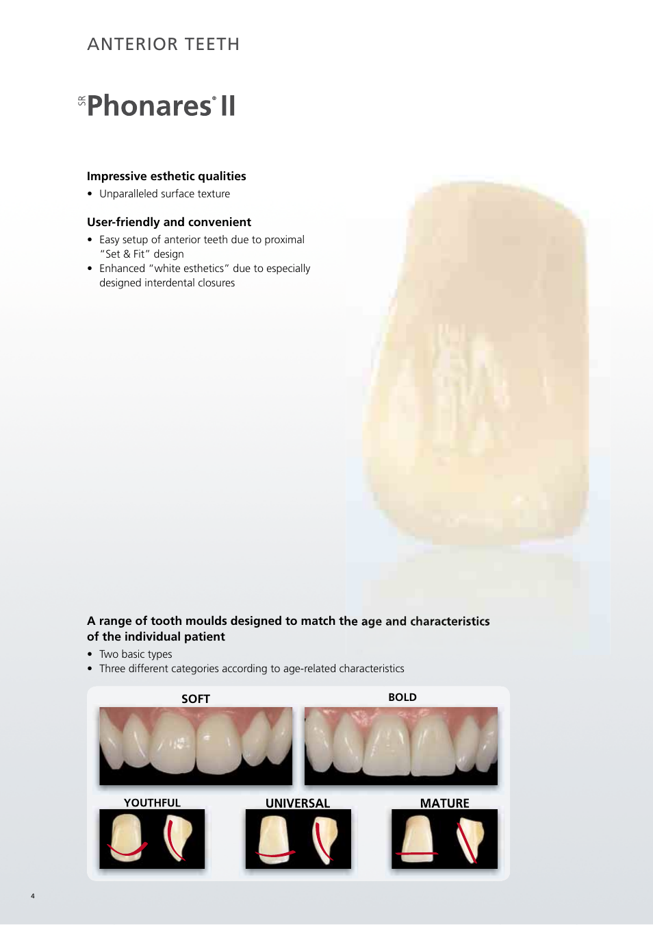 Anterior teeth | Ivoclar Vivadent SR Phonares II User Manual | Page 4 / 40