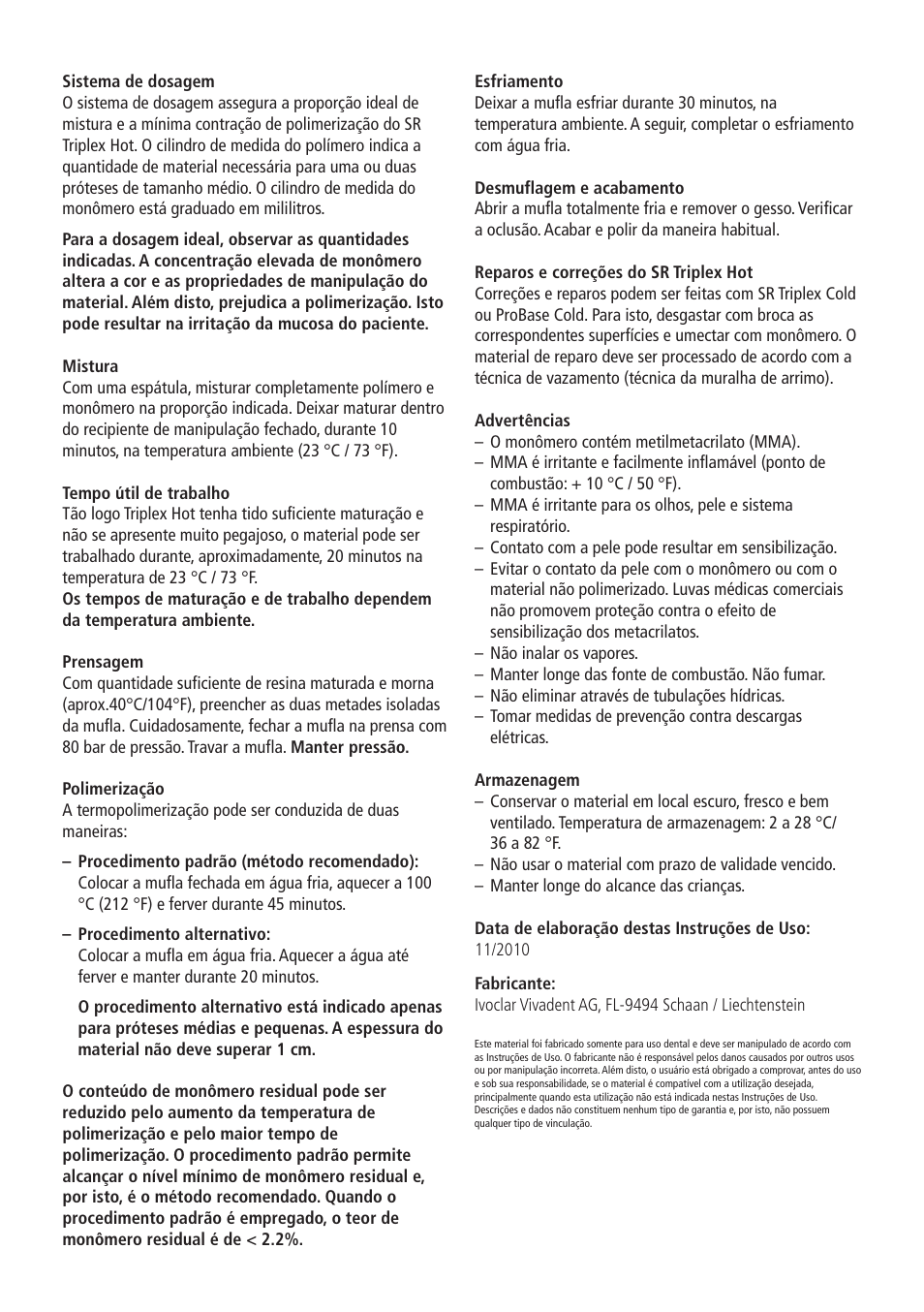 Ivoclar Vivadent SR Triplex Hot User Manual | Page 10 / 20