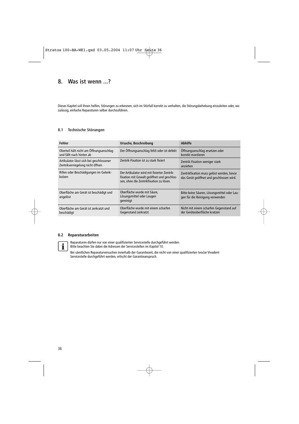 Was ist wenn | Ivoclar Vivadent Stratos 100 User Manual | Page 36 / 92